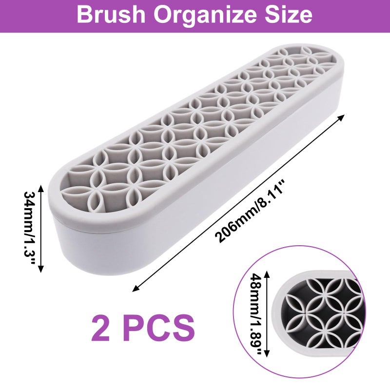 Gdfymi 2Pcs Grey Silicone Makeup Brush Holder Stand Makeup Brush Storage Make Up Brushes Holder Organizer For Painting Pen Brushes Nail Clippers Drill Pens Ruler Sewing Craft Tools - Image 2